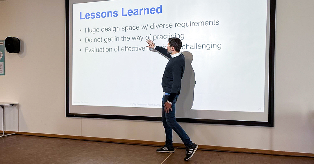 Michael Sedlmair, University of Stuttgart at the Cyber Valley Research Fund Symposium. Photo: Cyber Valley
